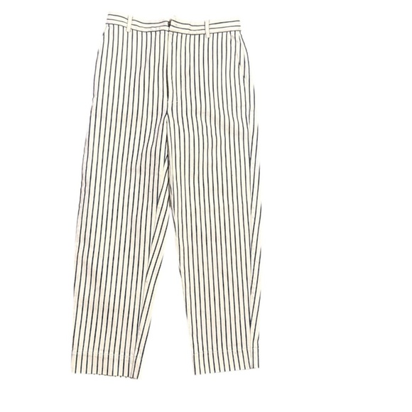 Madewell Navy Blue and White Striped Straight Leg Pants - Picture 4 of 6